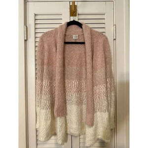 Cupio Soft Knit Pink and Cream Cardigan Sweater (Size S/P)